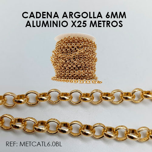 CADENA ALUMINIO ARGOLLA 6mm (ROLLO x25 Mts)