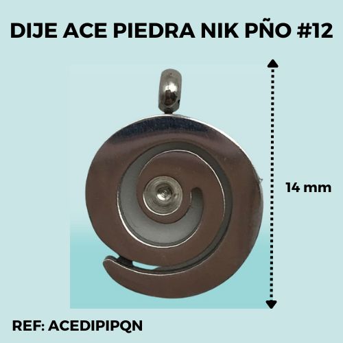 DIJE ESPIRAL PEQUEÑA ACERO PIEDRA BRILLANTE NIKEL #12 (POR UNIDAD)