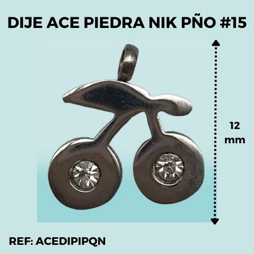 DIJE CIRUELA PEQUEÑA ACERO PIEDRA BRILLANTE NIKEL #15 (POR UNIDAD)