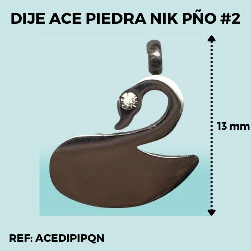 DIJE CISNE PEQUEÑO ACERO PIEDRA BRILLANTE NIKEL #2 (POR UNIDAD)