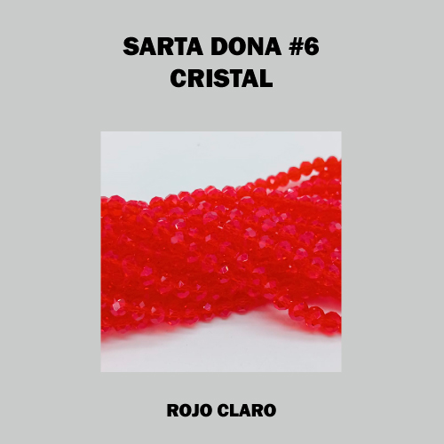 DONA MURANO 6mm ROJO CRISTAL (SARTA)