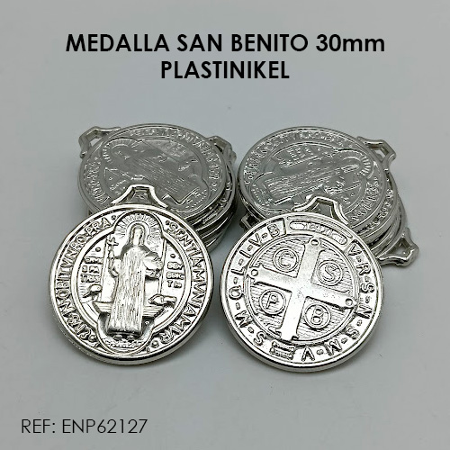 MEDALLA SAN BENITO 30mm PLASTINIKEL (500gr) - Imagen 2