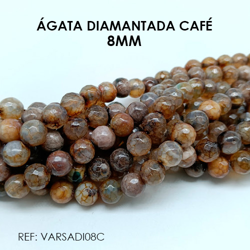 ÁGATA PIEDRA DIAMANTADA 8MM CAFÉ (SARTA) - Imagen 2