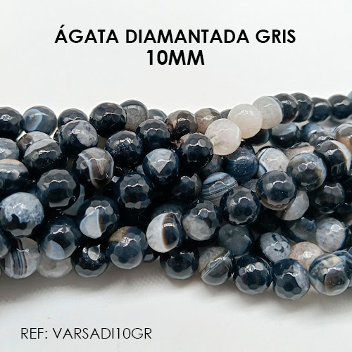 ÁGATA PIEDRA DIAMANTADA 10MM GRIS (SARTA) - Imagen 2