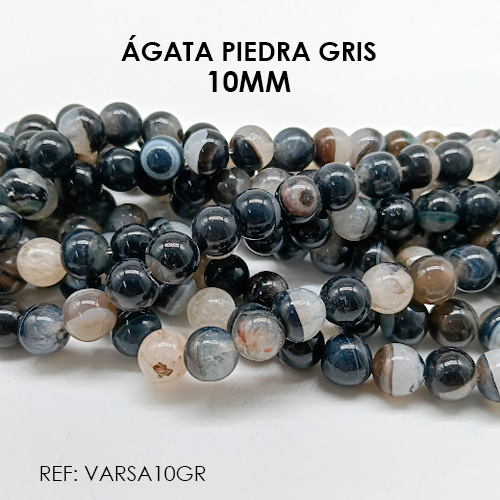 ÁGATA PIEDRA 10MM GRIS (SARTA) - Imagen 2