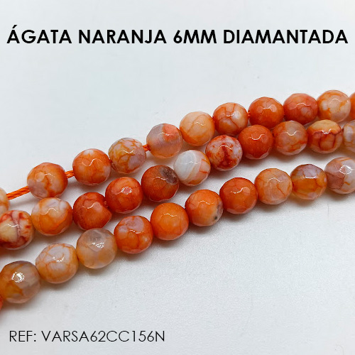 ÁGATA PIEDRA DIAMANTADA 6MM NARANJA (SARTA)