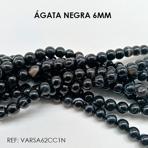 ÁGATA PIEDRA 6MM NEGRA (SARTA) - Imagen 2