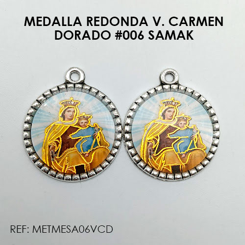 MEDALLA REDONDA VIRGEN DEL CARMEN DORADO (SAMAK 006)