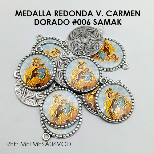 MEDALLA REDONDA VIRGEN DEL CARMEN DORADO (SAMAK 006) - Imagen 2