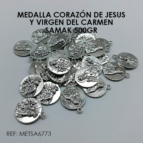 MEDALLA CORAZÓN DE JESÚS Y VIRGEN DEL CARMEN x500gr (samak 6773) - Imagen 3