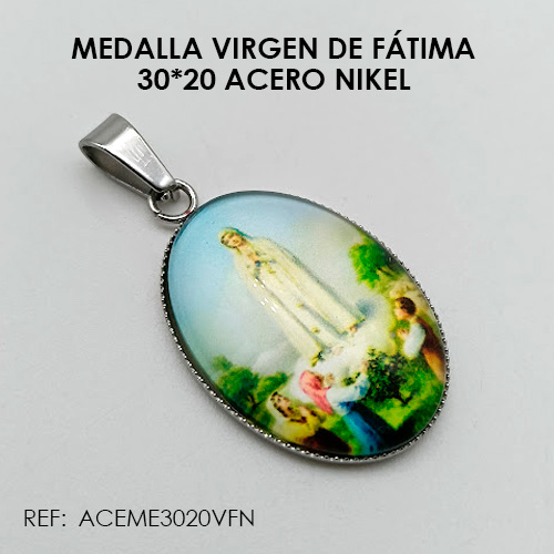 MEDALLA VIRGEN DE FÁTIMA NIKEL (30*20 ACERO)