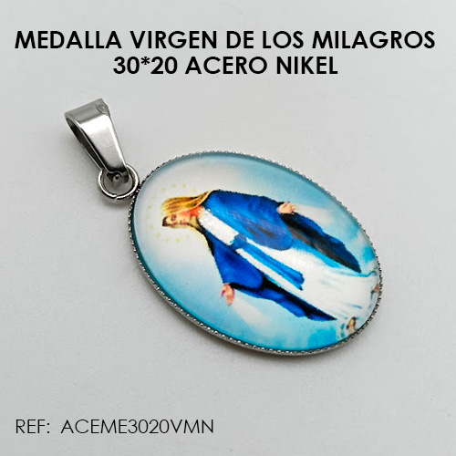 MEDALLA VIRGEN DE LOS MILAGROS NIKEL (30*20 ACERO)