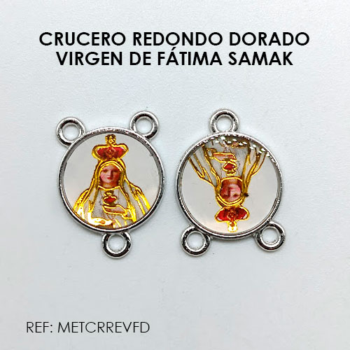 CRUCERO REDONDO VIRGEN DE FÁTIMA DORADO 12MM (SAMAK)