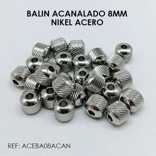 BALÍN ACANALADO 8MM ACERO NIKEL (X 12 UNIDADES) - Imagen 2