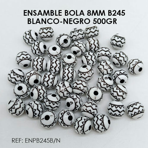 ENSAMBLE BOLA 8MM BLANCO-NEGRO B245 (500GR) - Imagen 2