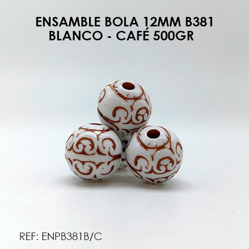 ENSAMBLE BOLA 12MM BLANCO-CAFÉ B381 (500GR)