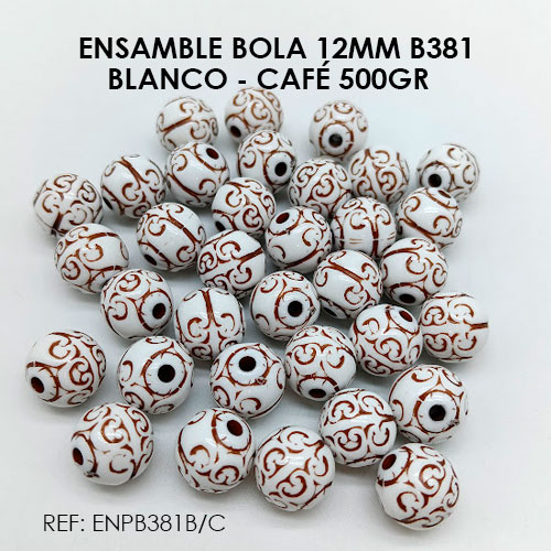 ENSAMBLE BOLA 12MM BLANCO-CAFÉ B381 (500GR) - Imagen 2
