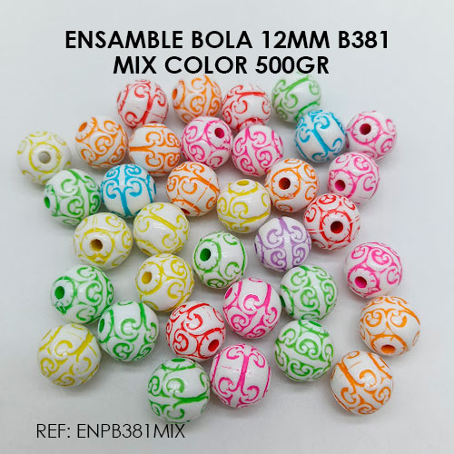 ENSAMBLE BOLA 12MM MIX COLOR B381 (500GR) - Imagen 2