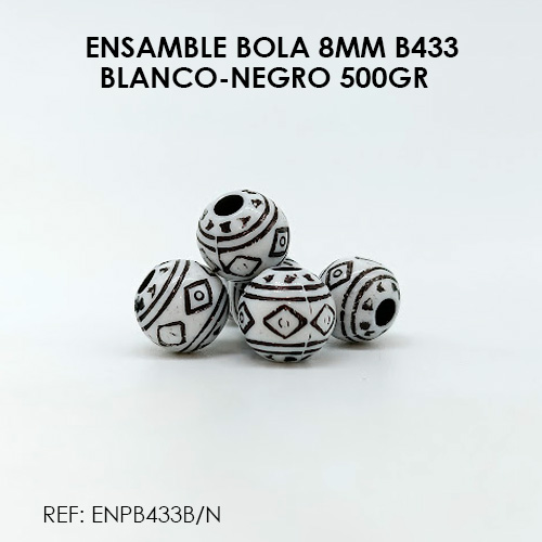 ENSAMBLE BOLA 8MM BLANCO-NEGRO B433 (500GR)