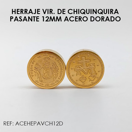 PASANTE VIRGEN DE CHIQUINQUIRÁ DORADO 12mm (acero)