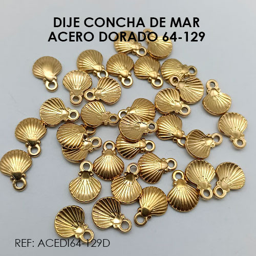 DIJE CONCHA DE MAR ACERO DORADO 64-129 (POR UNIDAD) - Imagen 2