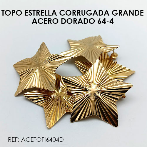 TOPO ESTRELLA LINEA GRANDE ACERO DORADO 64-4 (POR PAR)