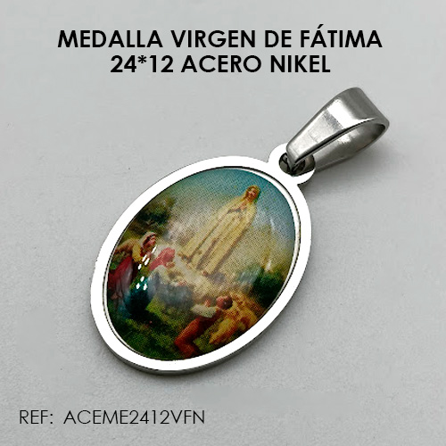 MEDALLA VIRGEN DE FÁTIMA NIKEL (24*12 ACERO)