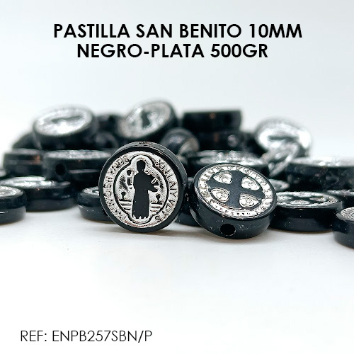 PASANTE SAN BENITO 10MM NEGRO-PLATA (X 500GR)