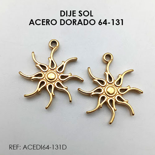DIJE SOL ACERO DORADO 64-131 (POR UNIDAD)