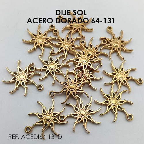 DIJE SOL ACERO DORADO 64-131 (POR UNIDAD) - Imagen 2