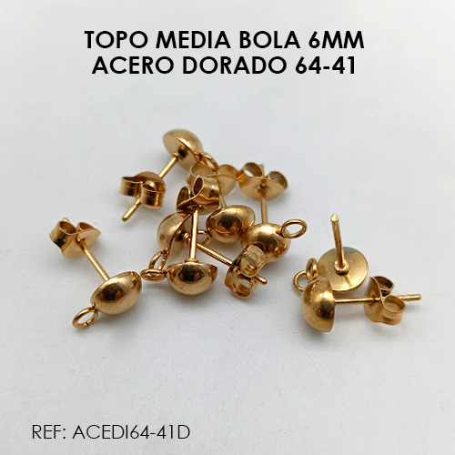TOPO MEDIA BOLA 6MM ACERO DORADO 64-41 (POR PAR)
