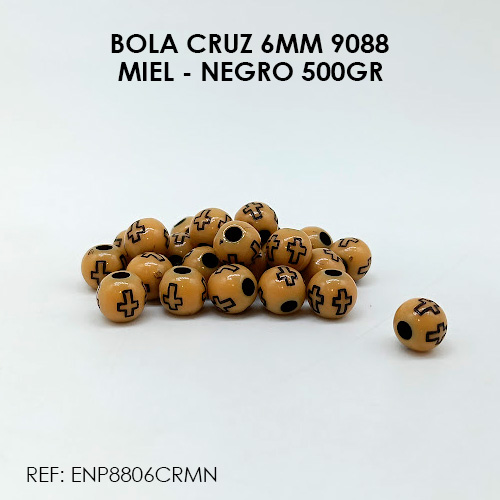BOLA CRUZ 6MM MIEL - NEGRO 9088 (500GR)