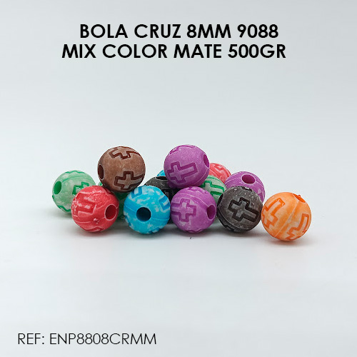 BOLA CRUZ 8MM MIX COLOR MATE 9088 (500GR)