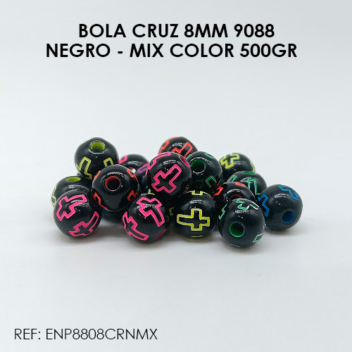 BOLA CRUZ 8MM NEGRO - MIX COLOR 9088 (500GR)