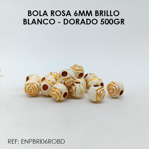 BOLA ROSA 6MM BLANCO - DORADO BRILLO (500GR)