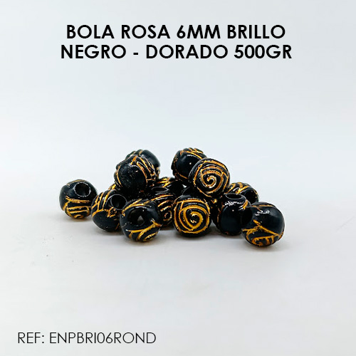 BOLA ROSA 6MM NEGRO - DORADO BRILLO (500GR)