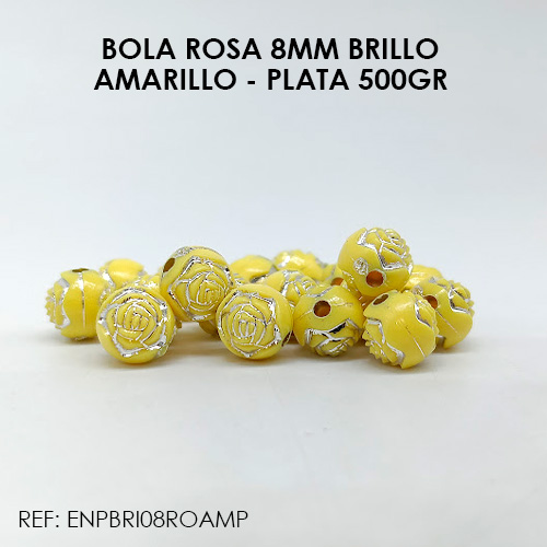 BOLA ROSA 8MM AMARILLO - PLATA BRILLO (500GR)