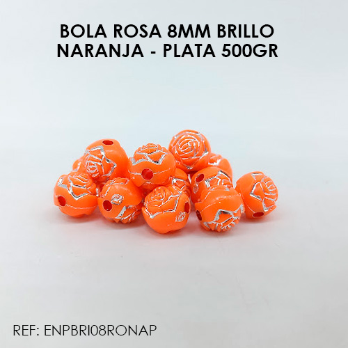 BOLA ROSA 8MM NARANJA - PLATA BRILLO (500GR)