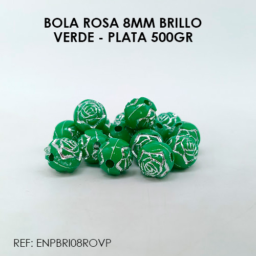 BOLA ROSA 8MM VERDE - PLATA BRILLO (500GR)